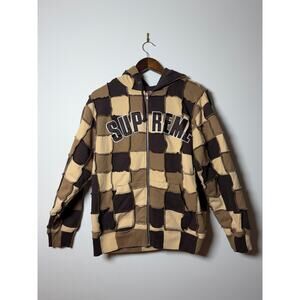 Supreme Reverse Patchwork Zip Up Hooded Sweatshirt